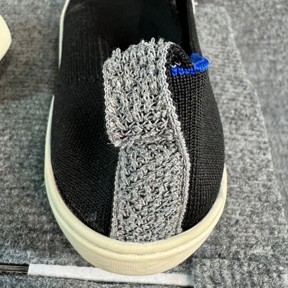 Rothys The Sneaker Black Solid Slip On Knit Shoes Size 4K